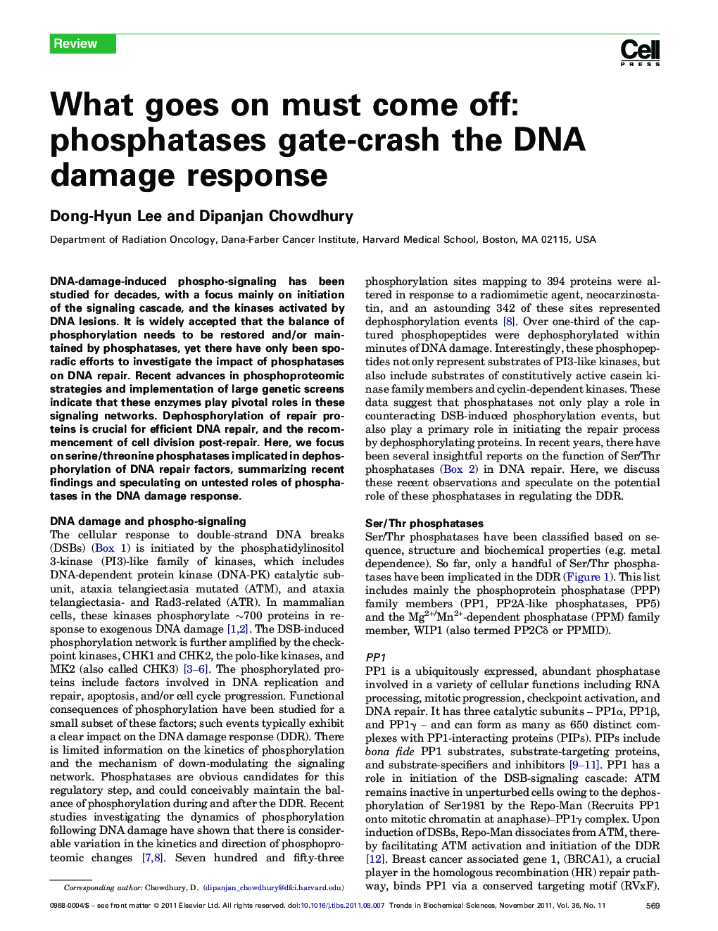 What goes on must come off: phosphatases gate-crash the DNA damage response