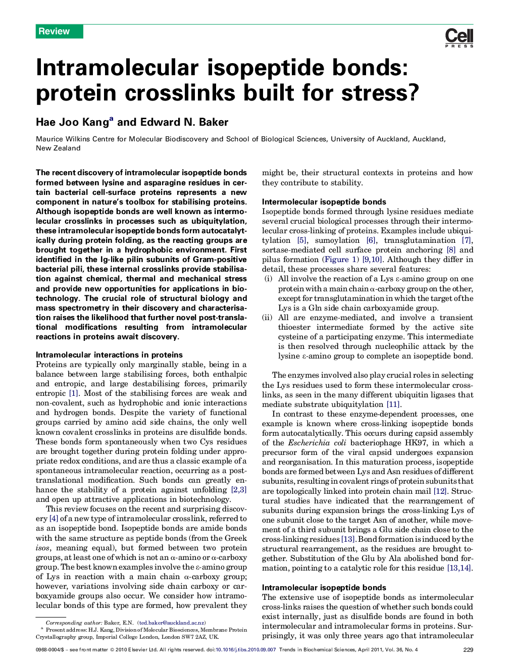 Intramolecular isopeptide bonds: protein crosslinks built for stress?
