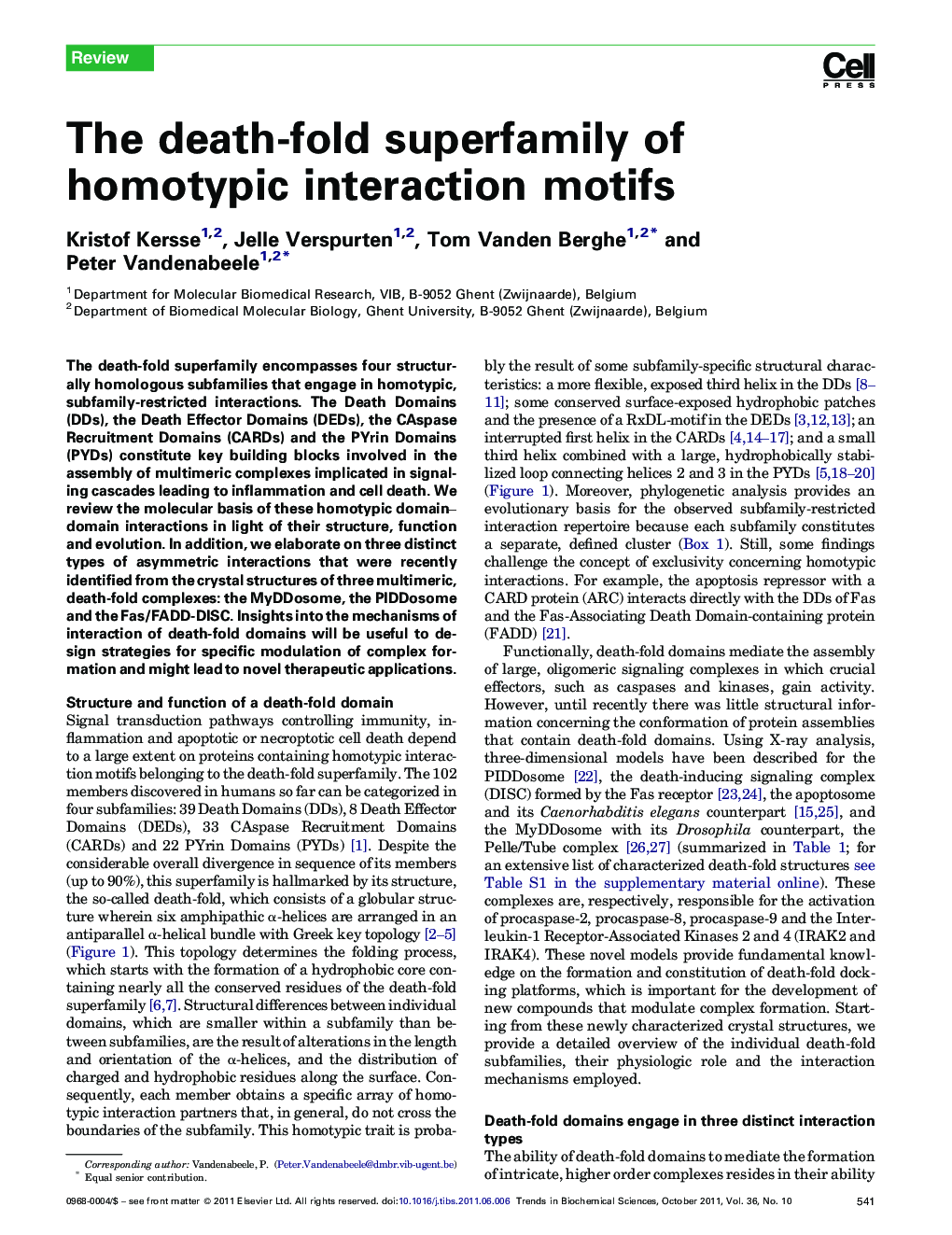 The death-fold superfamily of homotypic interaction motifs
