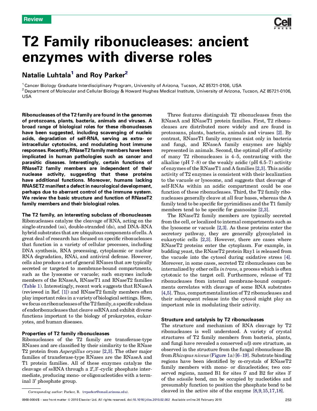 T2 Family ribonucleases: ancient enzymes with diverse roles