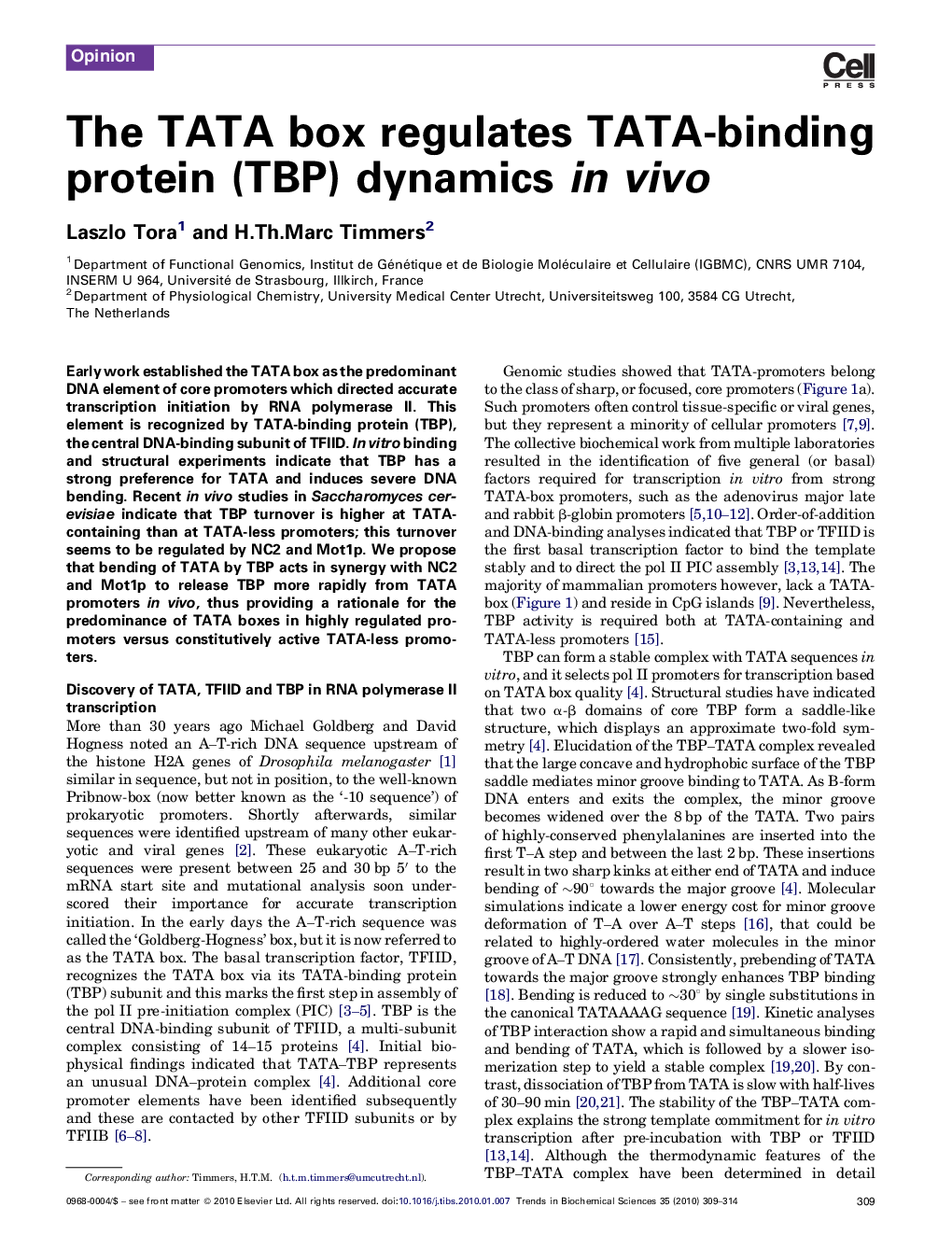 The TATA box regulates TATA-binding protein (TBP) dynamics in vivo