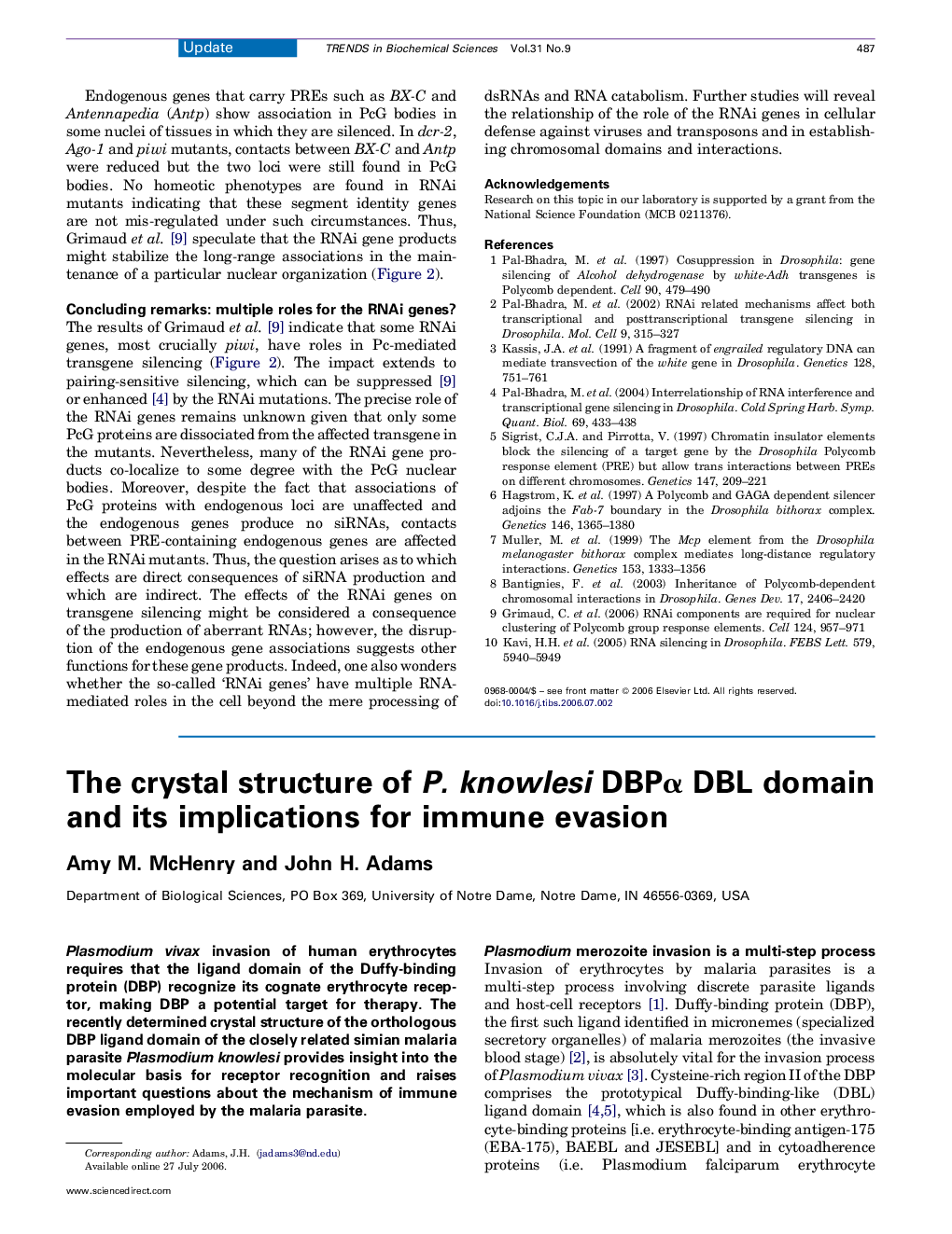 The crystal structure of P. knowlesi DBPα DBL domain and its implications for immune evasion