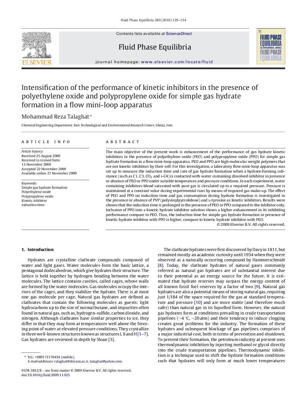 Intensification of the performance of kinetic inhibitors in the presence of polyethylene oxide and polypropylene oxide for simple gas hydrate formation in a flow mini-loop apparatus