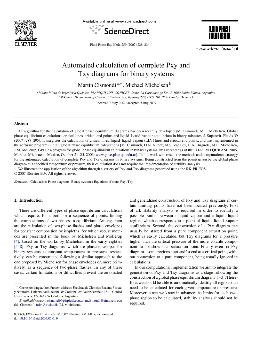 Automated calculation of complete Pxy and Txy diagrams for binary systems