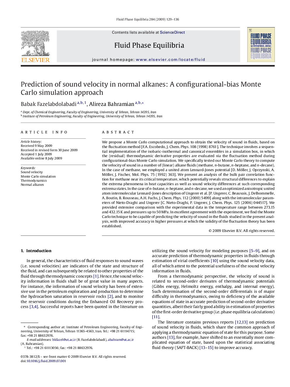 Prediction of sound velocity in normal alkanes: A configurational-bias Monte Carlo simulation approach