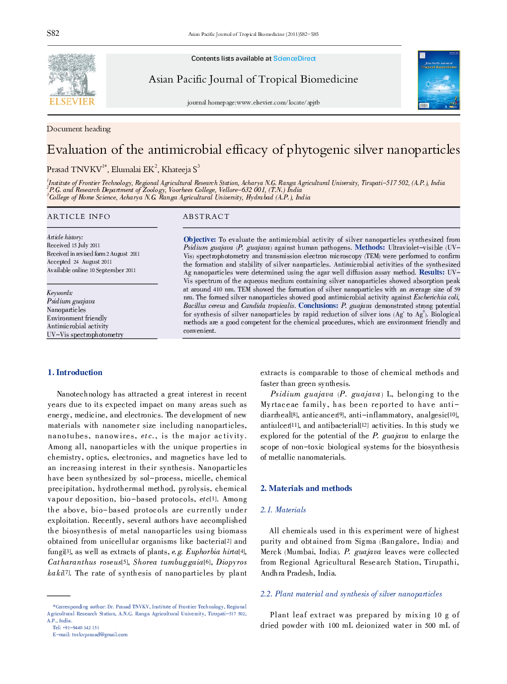 Evaluation of the antimicrobial efficacy of phytogenic silver nanoparticles