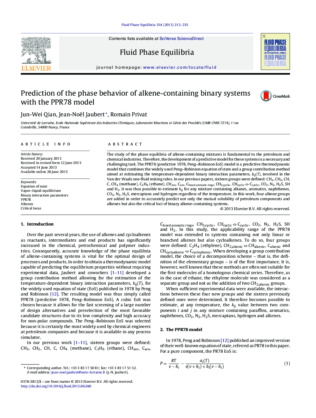 Prediction of the phase behavior of alkene-containing binary systems with the PPR78 model