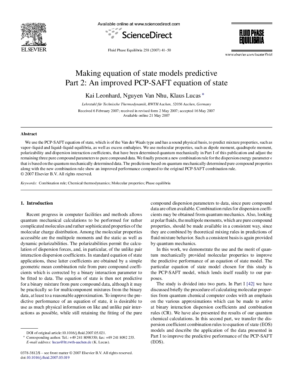 Making equation of state models predictive: Part 2: An improved PCP-SAFT equation of state