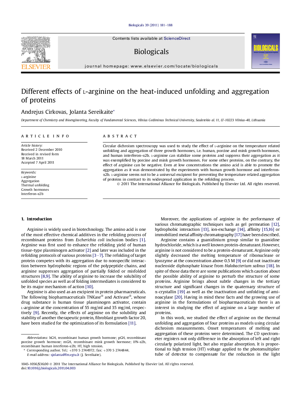 Different effects of l-arginine on the heat-induced unfolding and aggregation of proteins