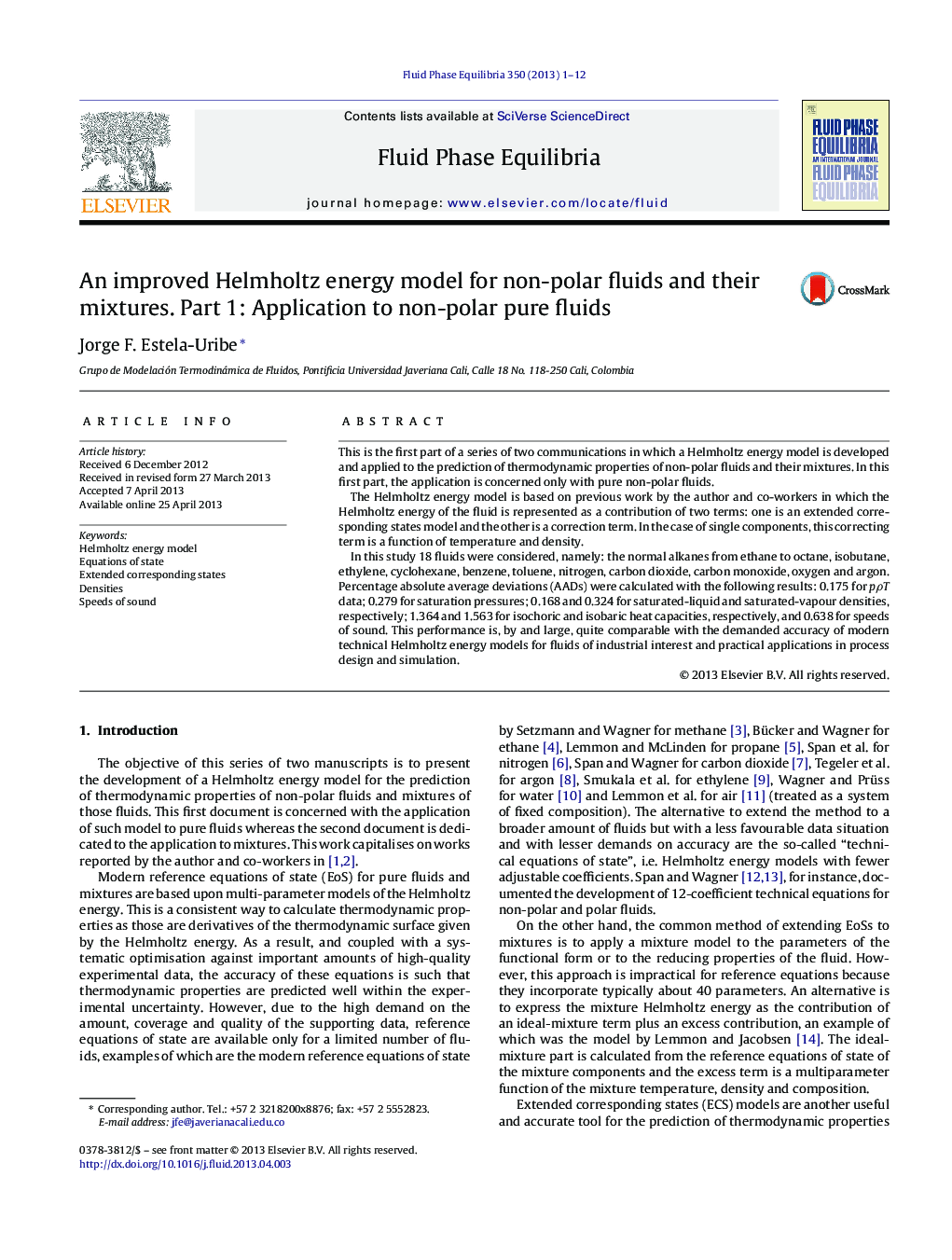 An improved Helmholtz energy model for non-polar fluids and their mixtures. Part 1: Application to non-polar pure fluids