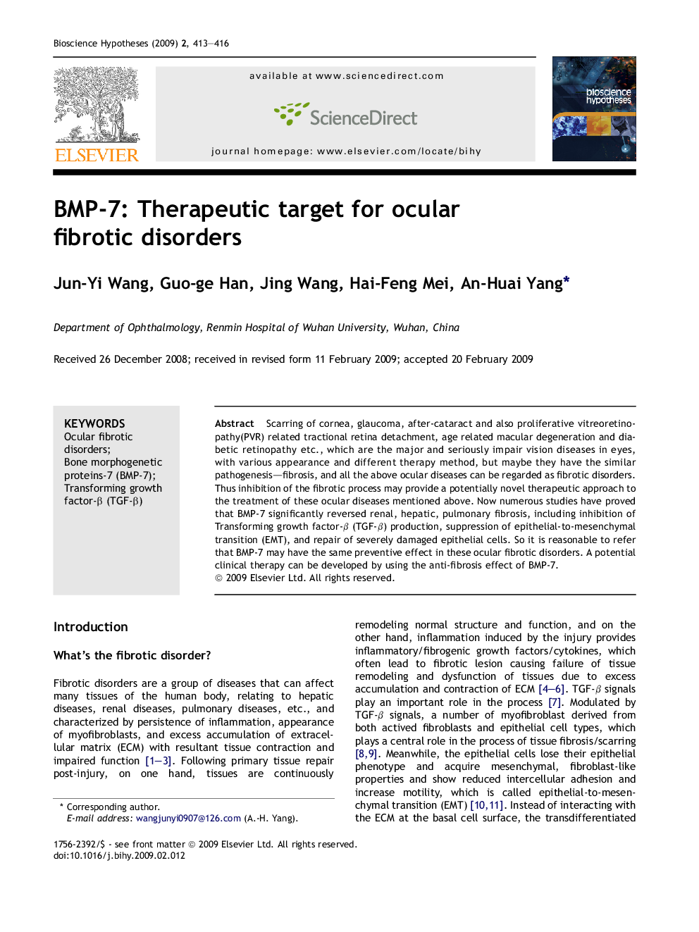 BMP-7: Therapeutic target for ocular fibrotic disorders