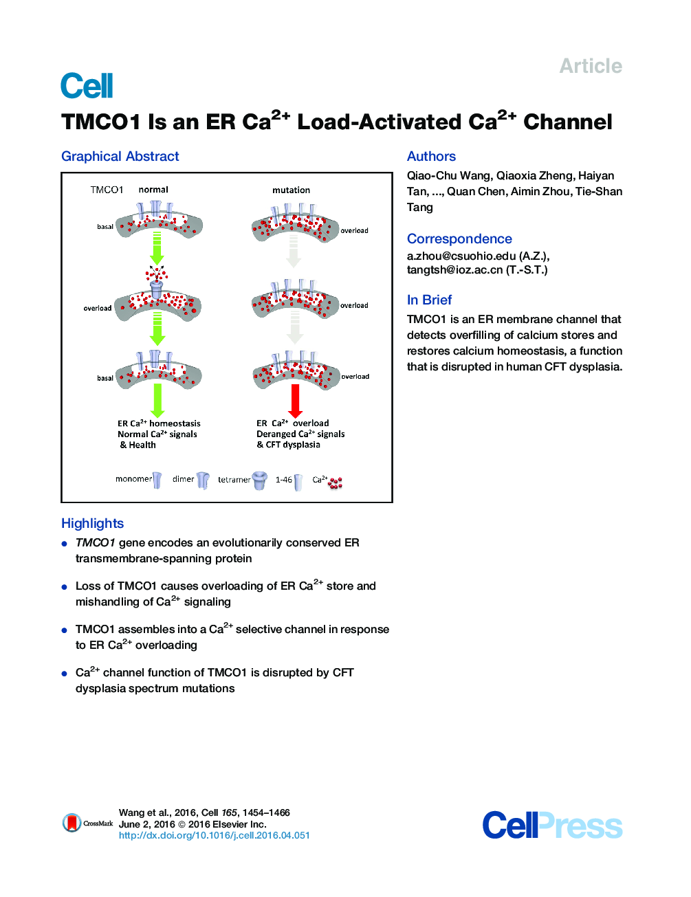 TMCO1 Is an ER Ca2+ Load-Activated Ca2+ Channel
