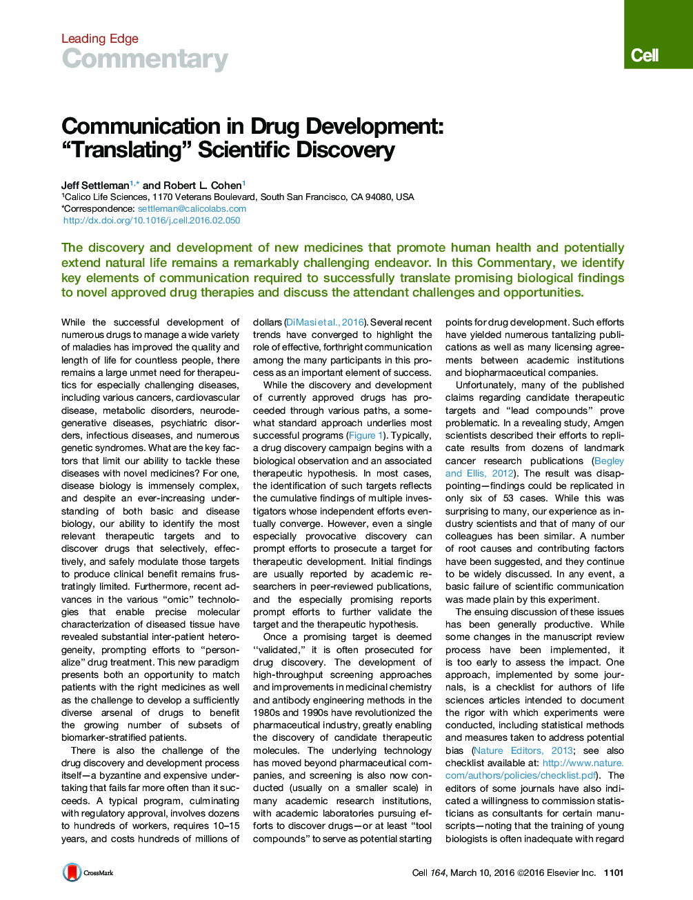 ارتباطات در توسعه مواد مخدر: اکتشاف علمی "ترجمه ای" 