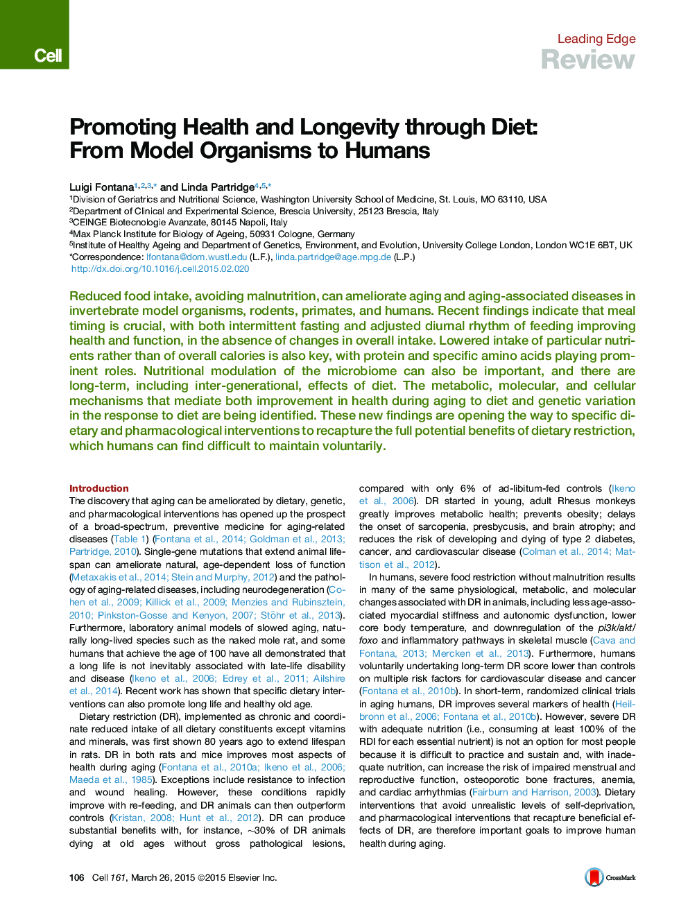 Promoting Health and Longevity through Diet: From Model Organisms to Humans