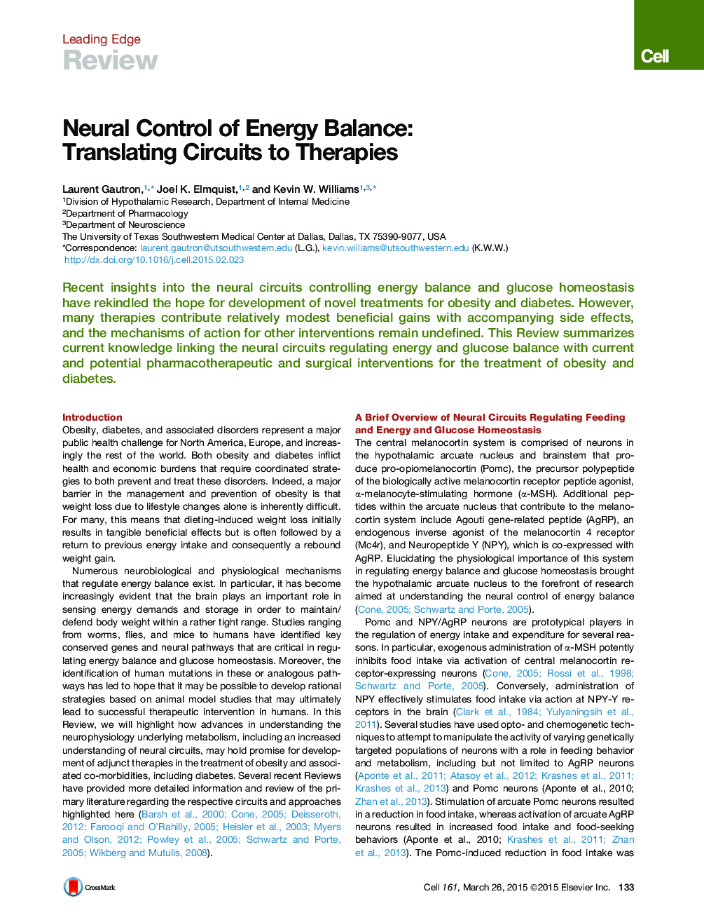 Neural Control of Energy Balance: Translating Circuits to Therapies