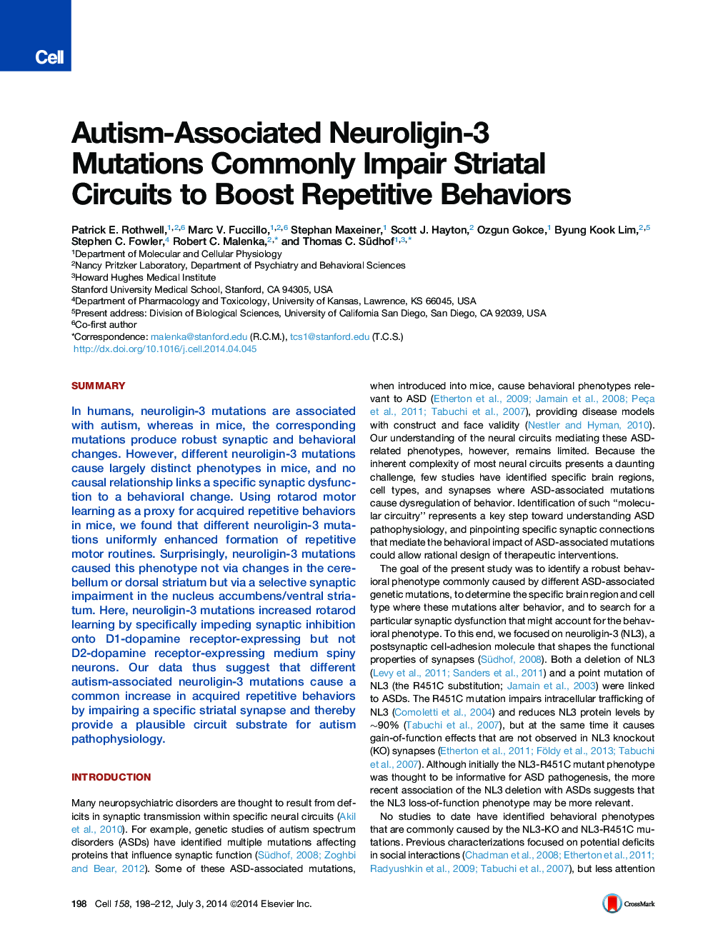 جهش های نورولوژیک -3 وابسته به اوتیسم به طور معمول باعث کاهش رفتارهای تکراری می شود 