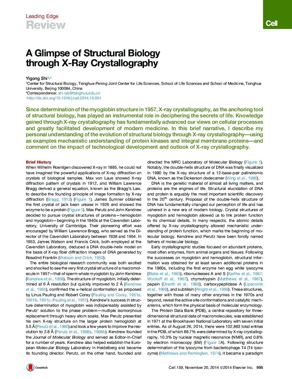 A Glimpse of Structural Biology through X-Ray Crystallography