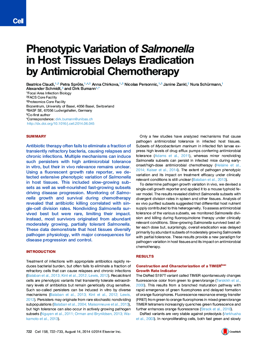 Phenotypic Variation of Salmonella in Host Tissues Delays Eradication by Antimicrobial Chemotherapy