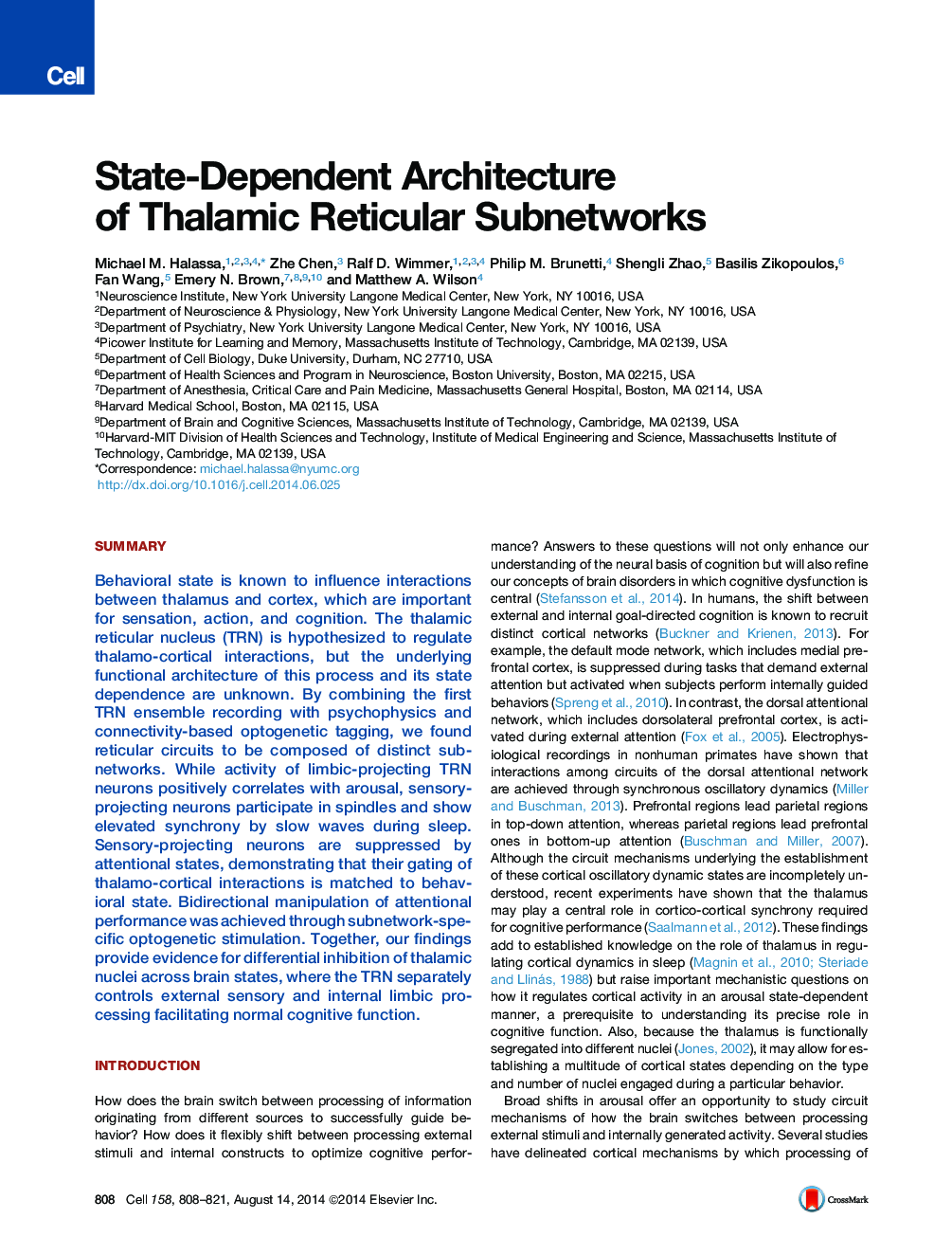 State-Dependent Architecture of Thalamic Reticular Subnetworks