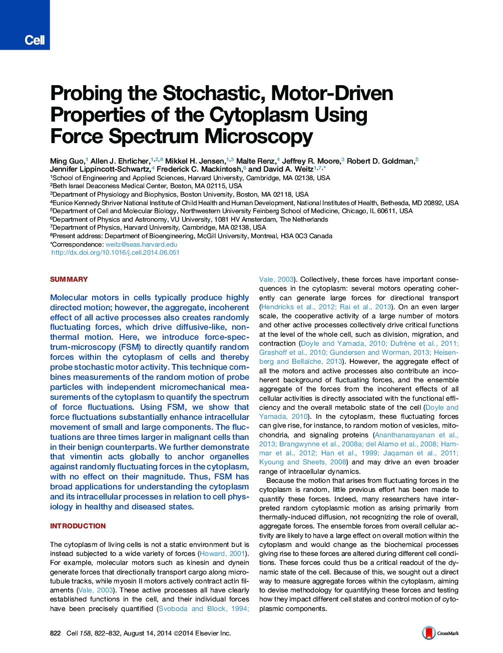 Probing the Stochastic, Motor-Driven Properties of the Cytoplasm Using Force Spectrum Microscopy