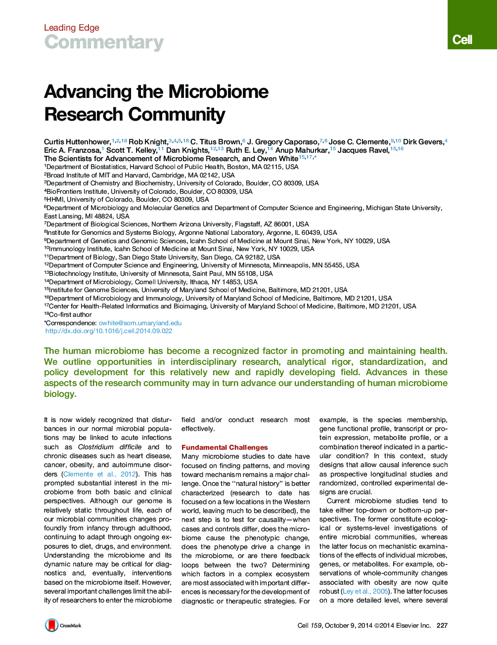 Advancing the Microbiome Research Community