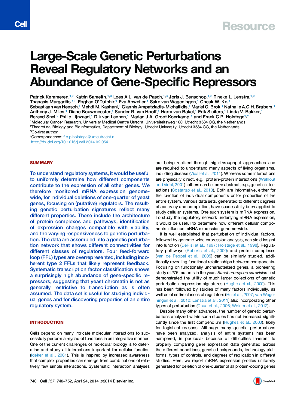 Large-Scale Genetic Perturbations Reveal Regulatory Networks and an Abundance of Gene-Specific Repressors