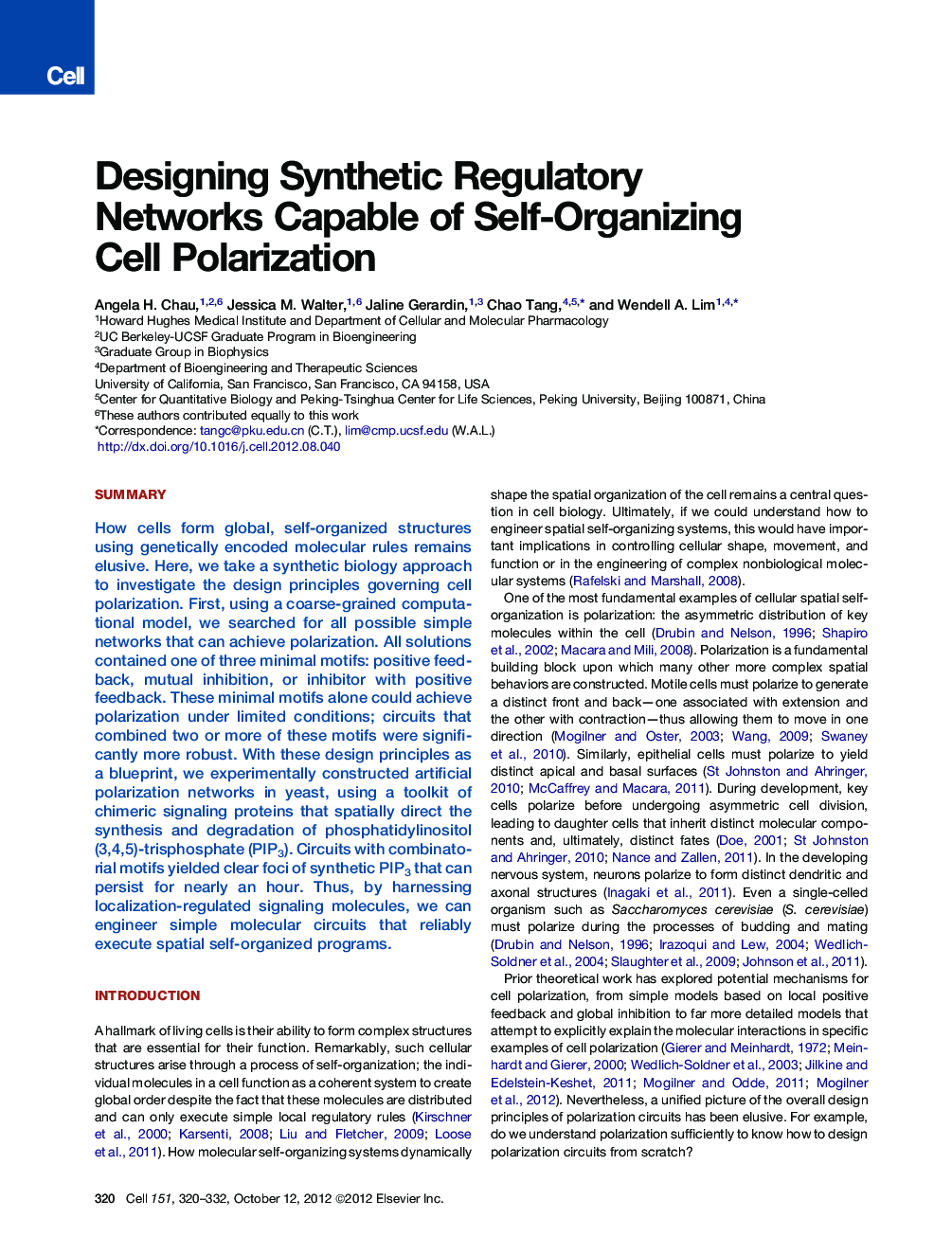 Designing Synthetic Regulatory Networks Capable of Self-Organizing Cell Polarization