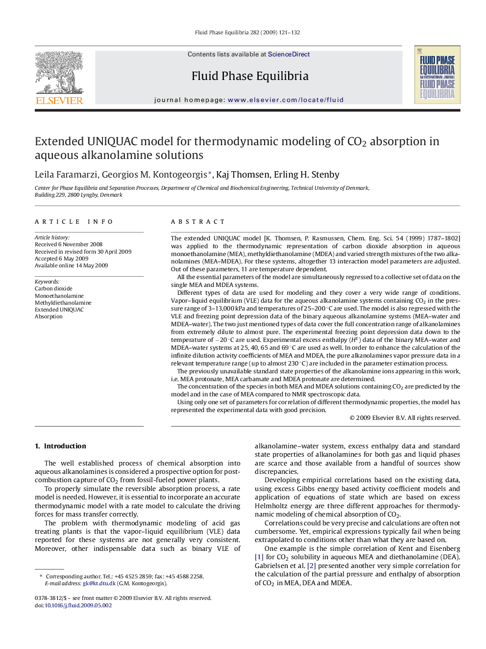 Extended UNIQUAC model for thermodynamic modeling of CO2 absorption in aqueous alkanolamine solutions