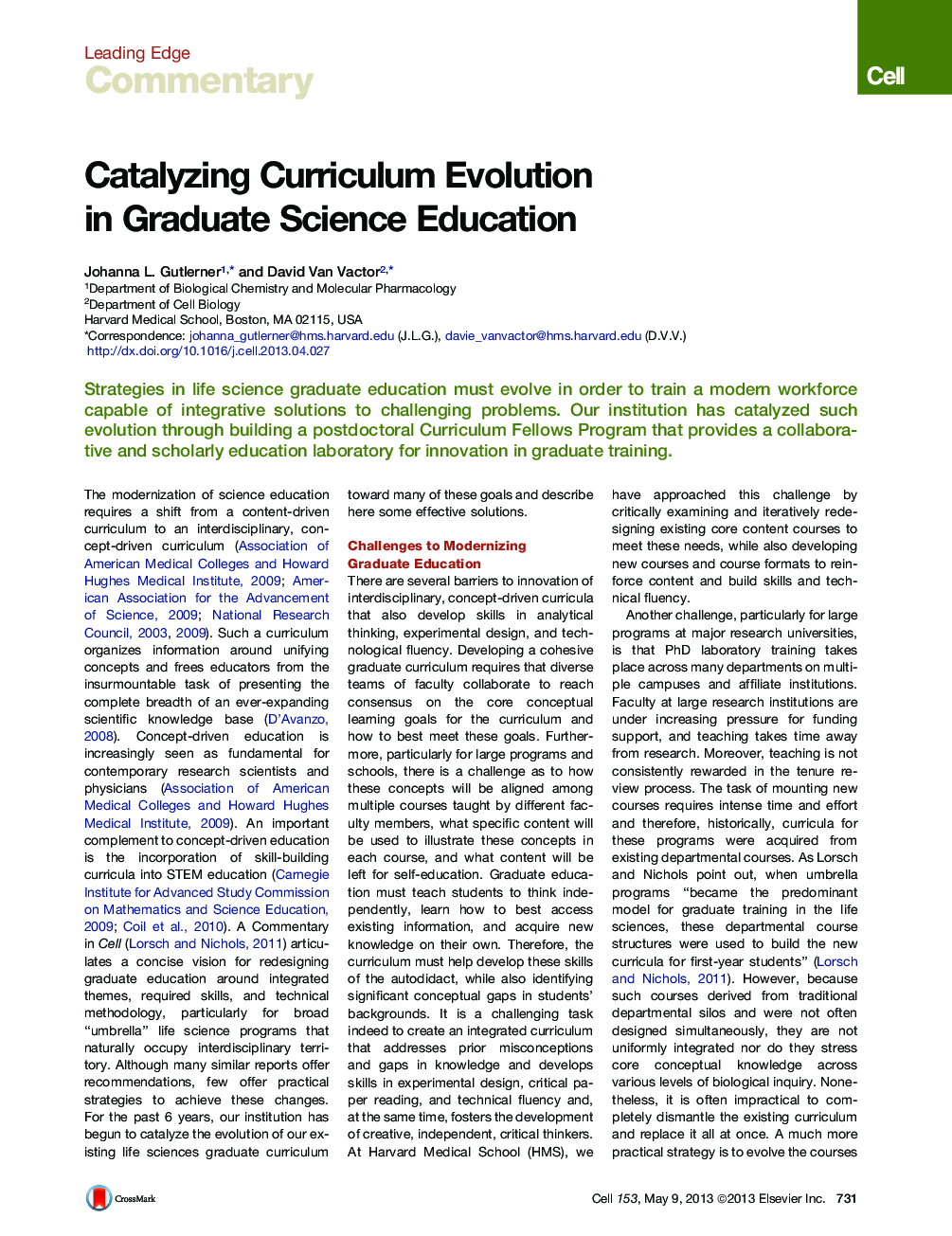 Catalyzing Curriculum Evolution in Graduate Science Education