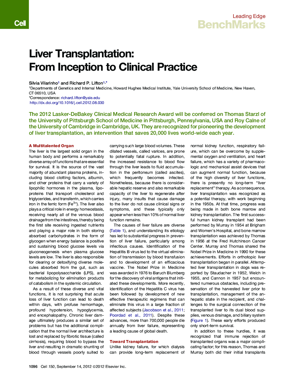 Liver Transplantation: From Inception to Clinical Practice