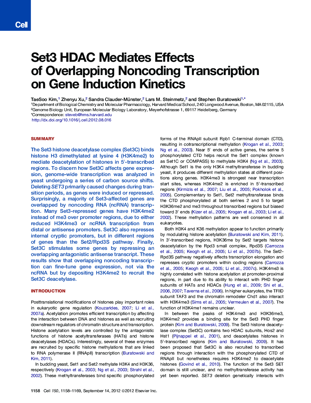 Set3 HDAC Mediates Effects of Overlapping Noncoding Transcription on Gene Induction Kinetics