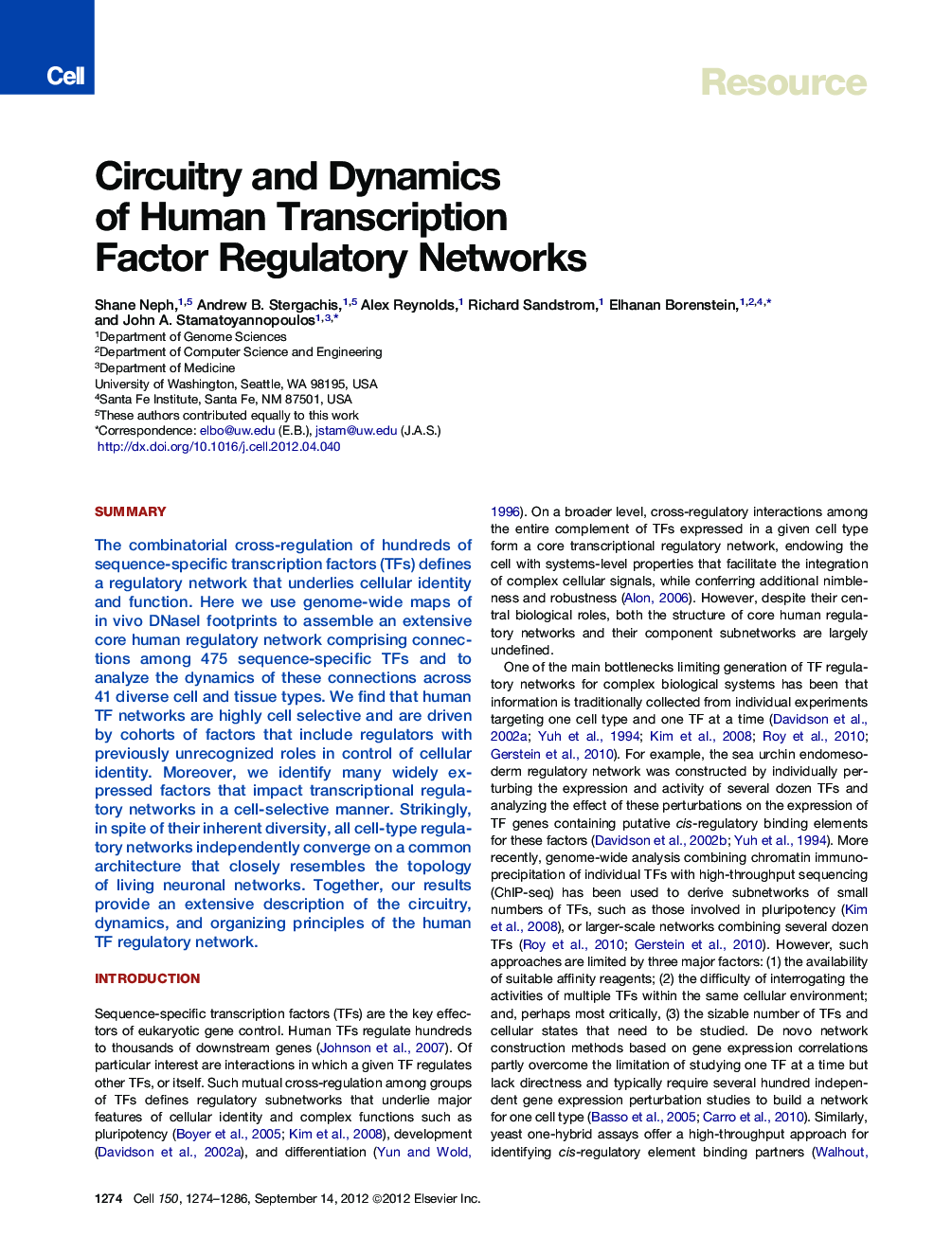 Circuitry and Dynamics of Human Transcription Factor Regulatory Networks