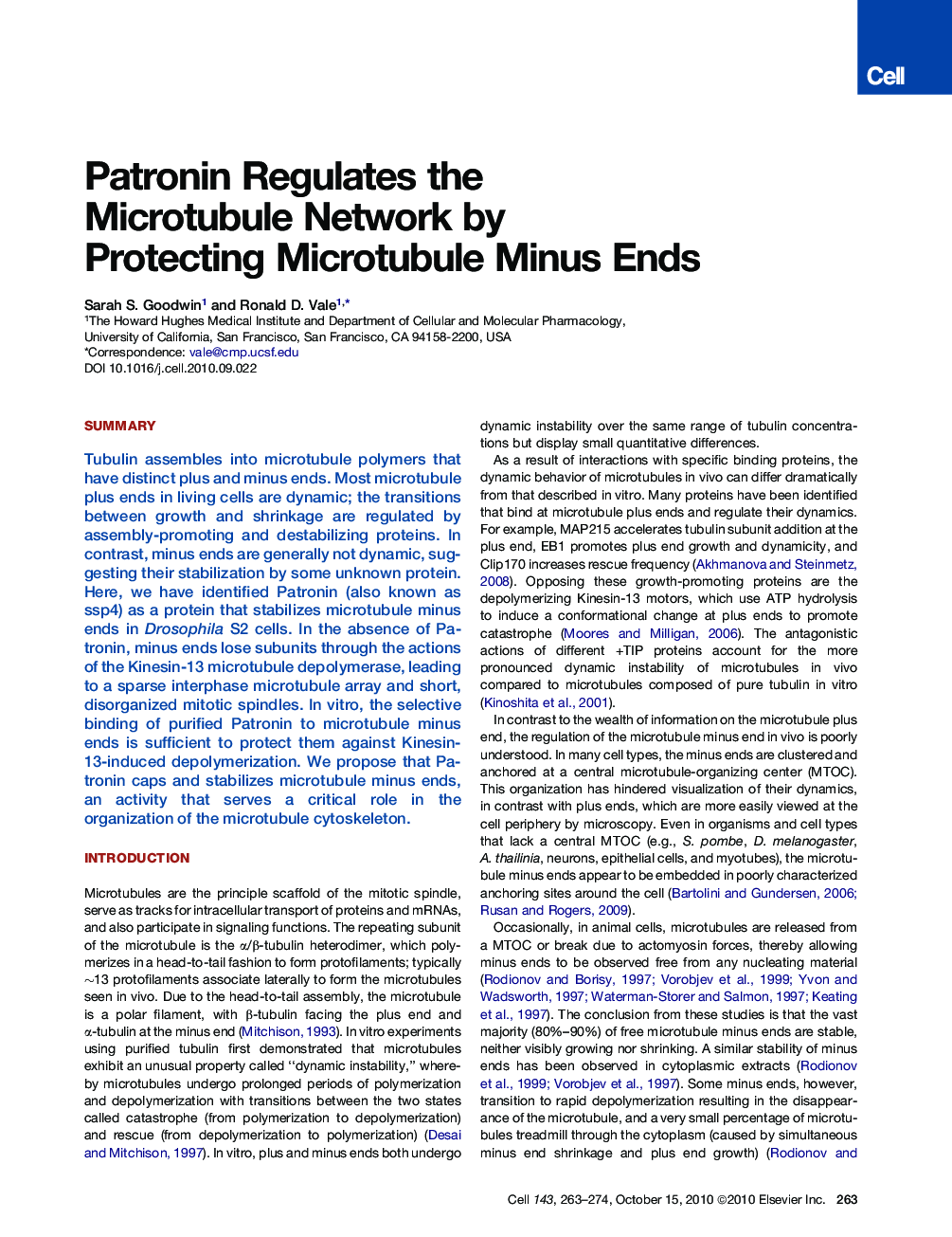 Patronin Regulates the Microtubule Network by Protecting Microtubule Minus Ends