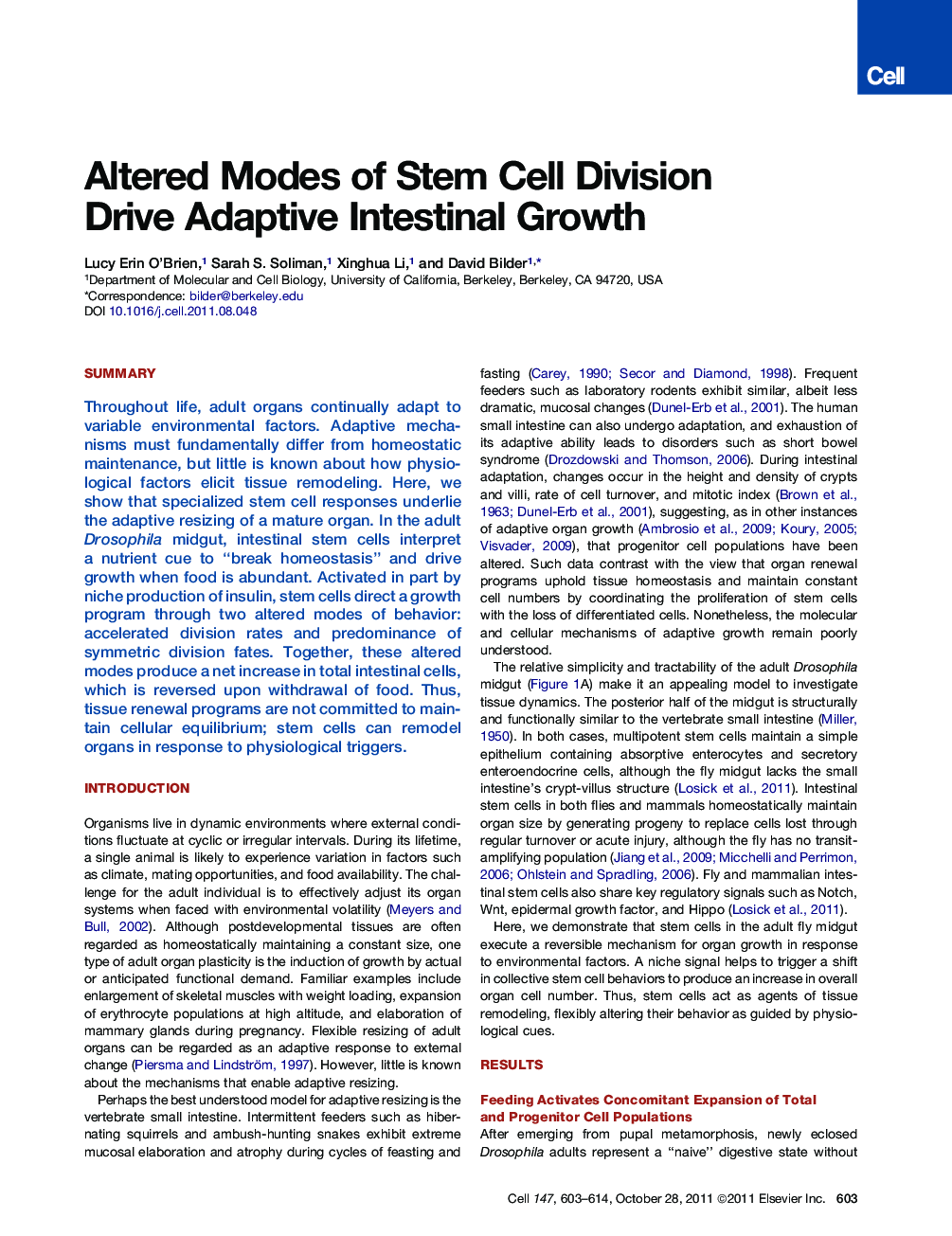 Altered Modes of Stem Cell Division Drive Adaptive Intestinal Growth