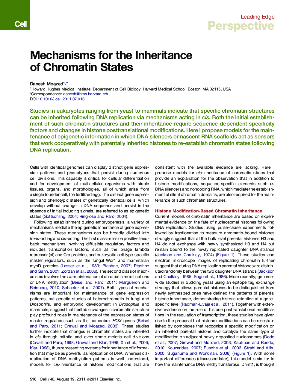 Mechanisms for the Inheritance of Chromatin States