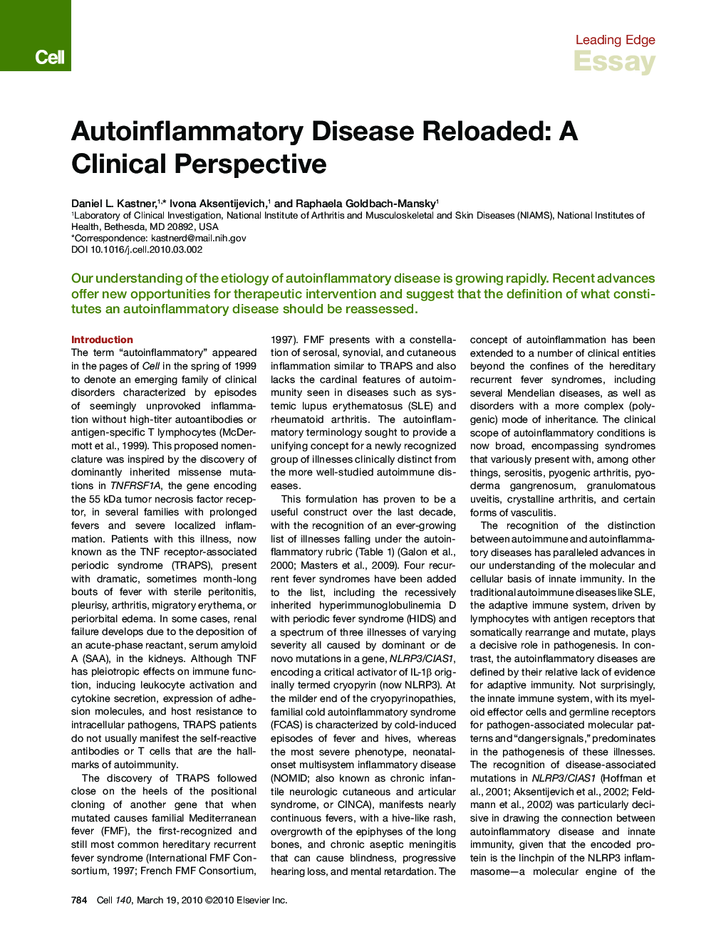 Autoinflammatory Disease Reloaded: A Clinical Perspective