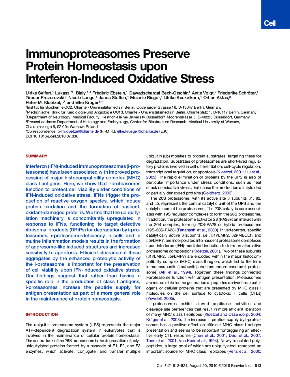 Immunoproteasomes Preserve Protein Homeostasis upon Interferon-Induced Oxidative Stress