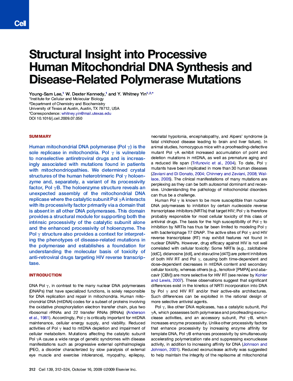 Structural Insight into Processive Human Mitochondrial DNA Synthesis and Disease-Related Polymerase Mutations