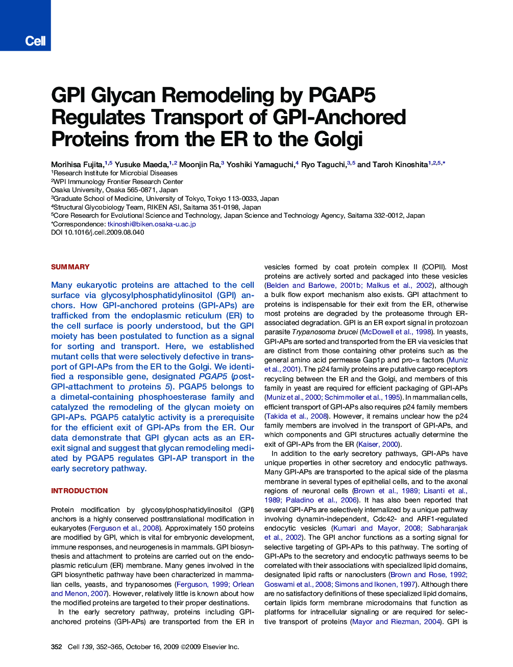 GPI Glycan Remodeling by PGAP5 Regulates Transport of GPI-Anchored Proteins from the ER to the Golgi