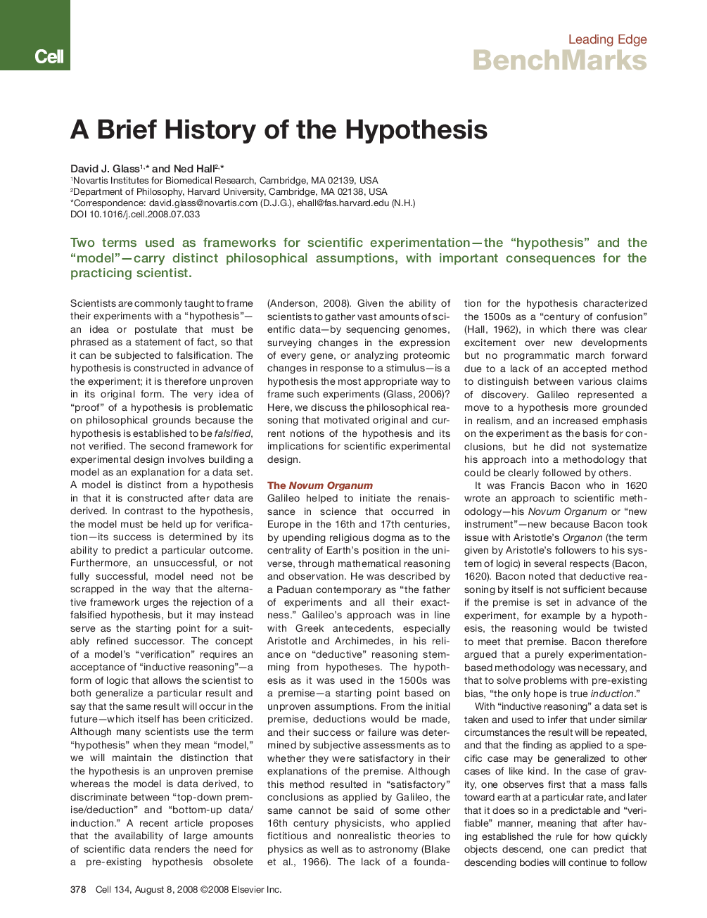 A Brief History of the Hypothesis