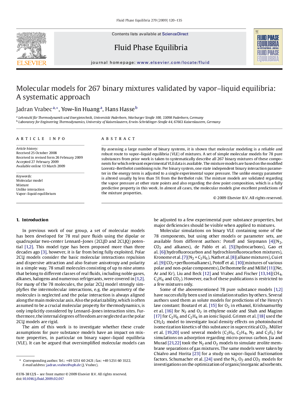 Molecular models for 267 binary mixtures validated by vapor–liquid equilibria: A systematic approach