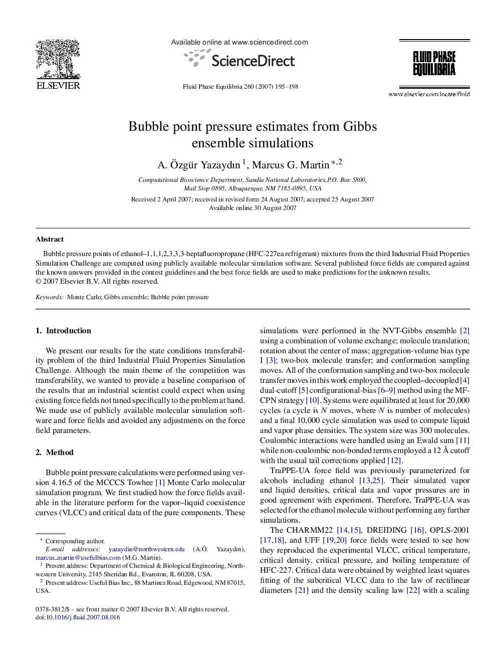 Bubble point pressure estimates from Gibbs ensemble simulations