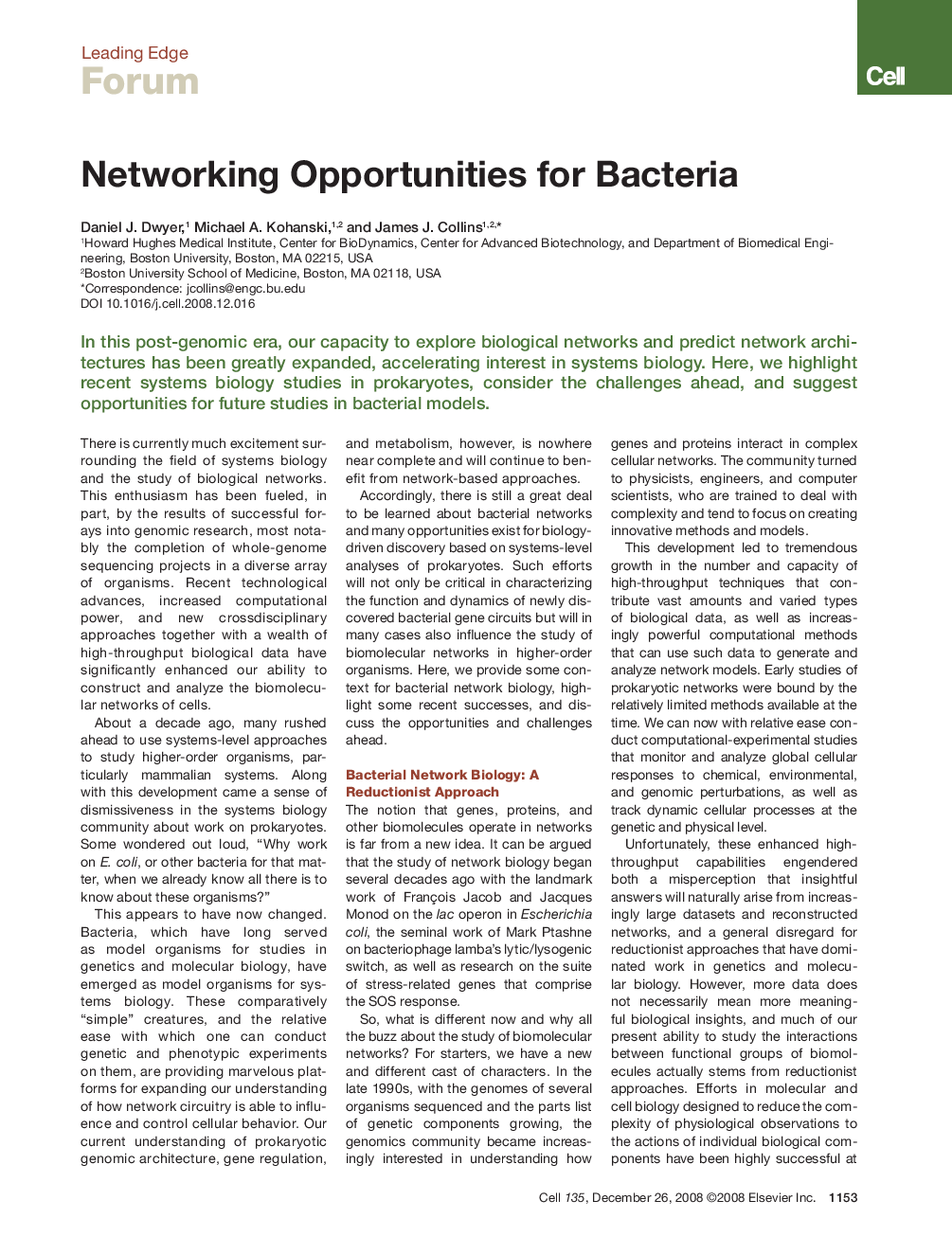Networking Opportunities for Bacteria