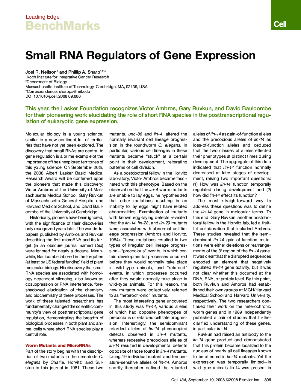 Small RNA Regulators of Gene Expression