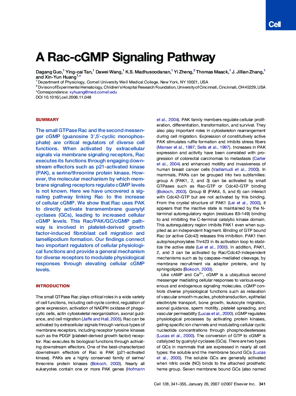 A Rac-cGMP Signaling Pathway