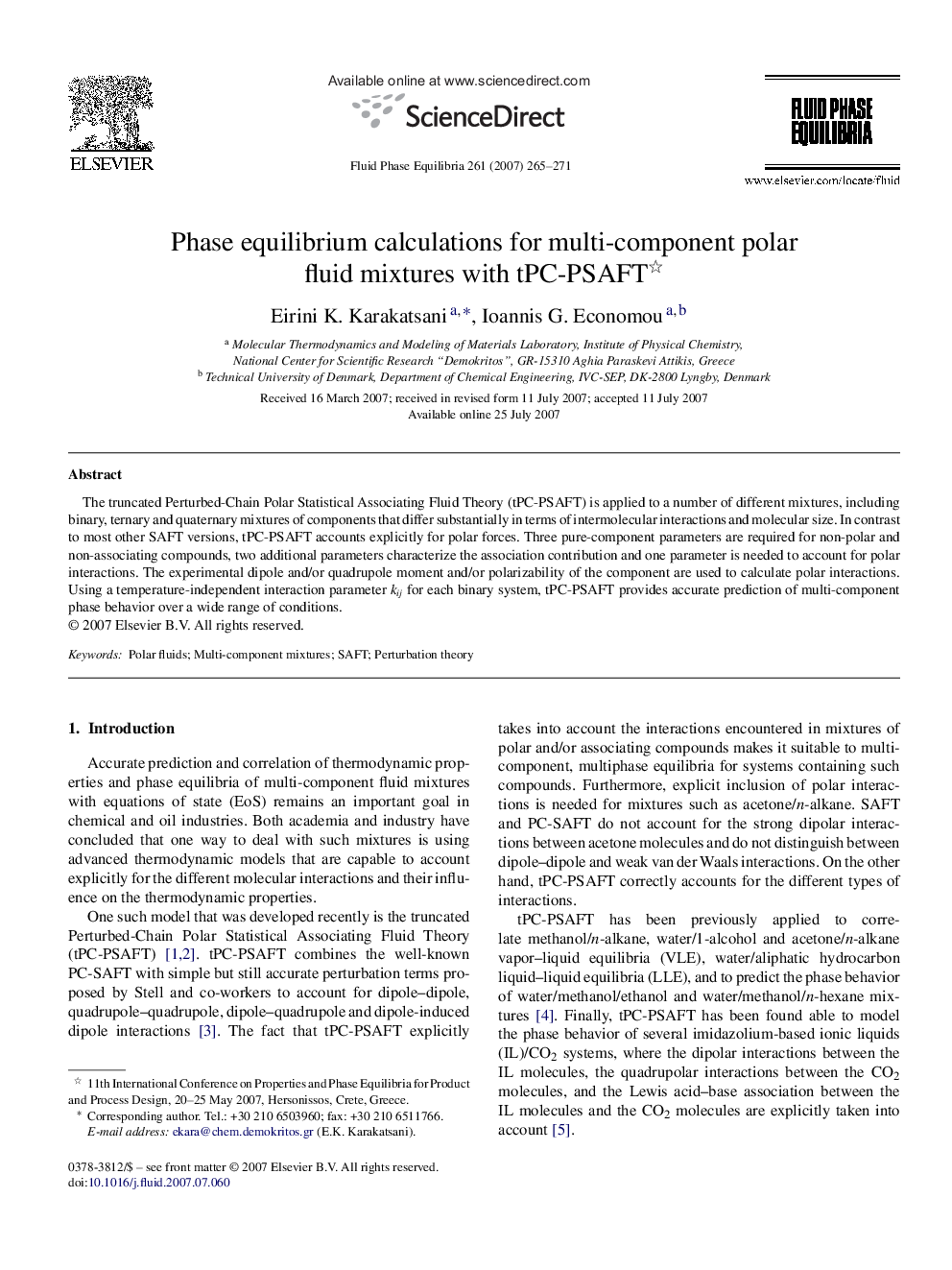 Phase equilibrium calculations for multi-component polar fluid mixtures with tPC-PSAFT 