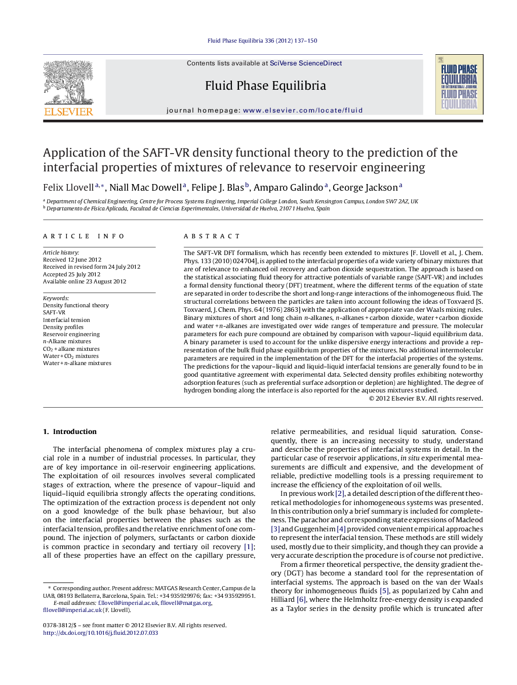 Application of the SAFT-VR density functional theory to the prediction of the interfacial properties of mixtures of relevance to reservoir engineering