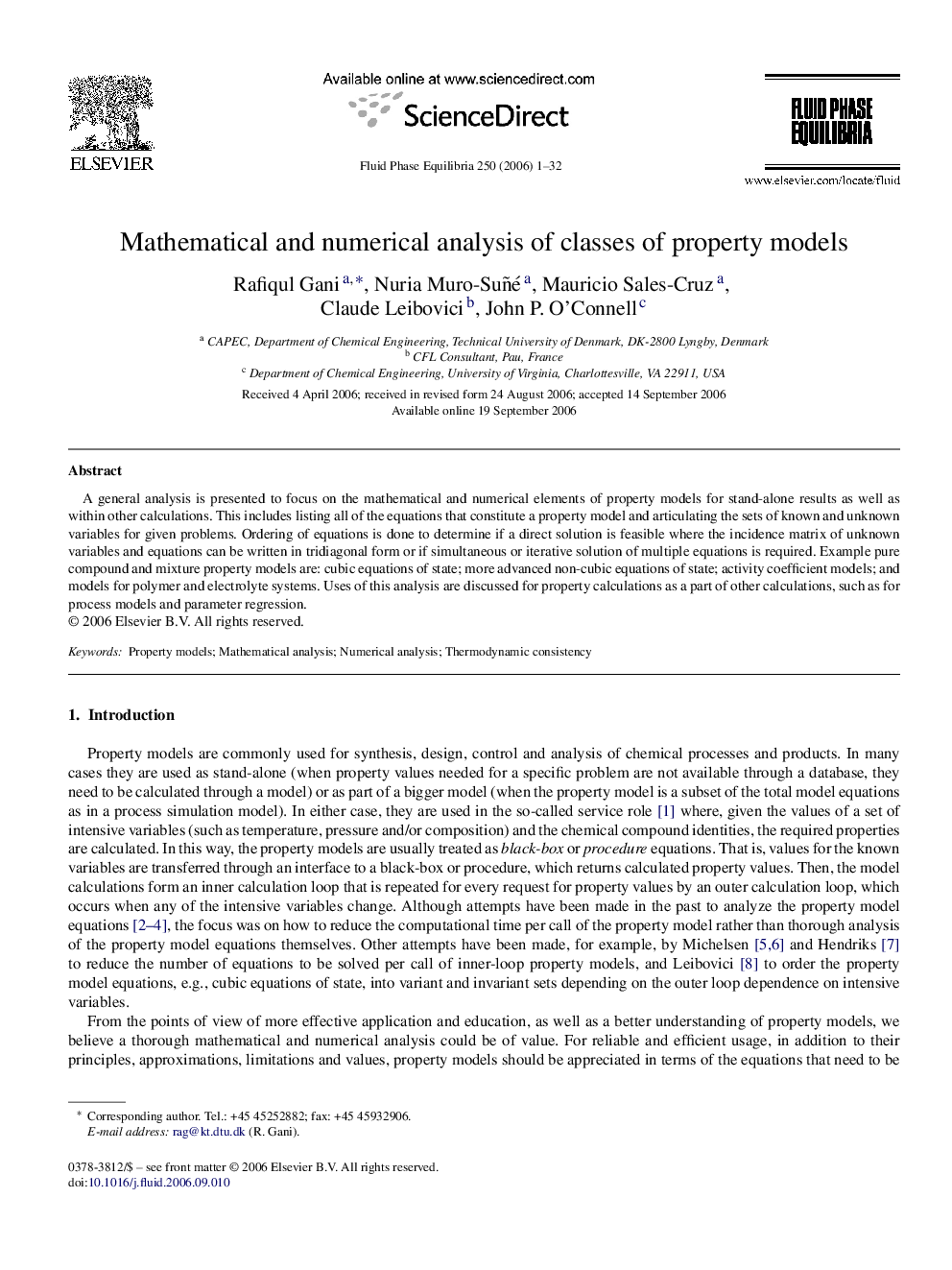 Mathematical and numerical analysis of classes of property models