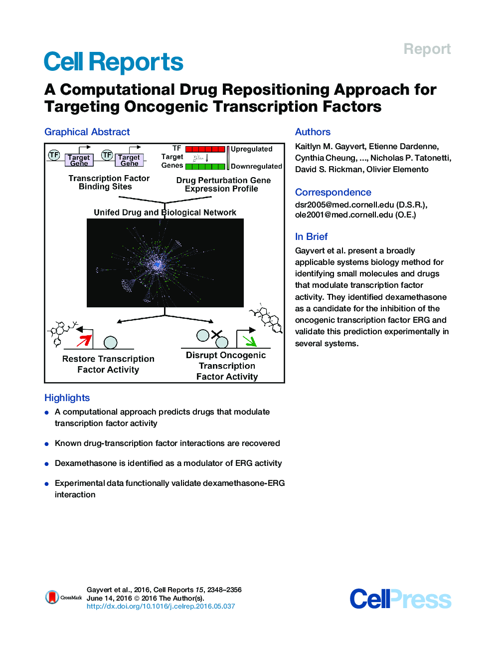 A Computational Drug Repositioning Approach for Targeting Oncogenic Transcription Factors