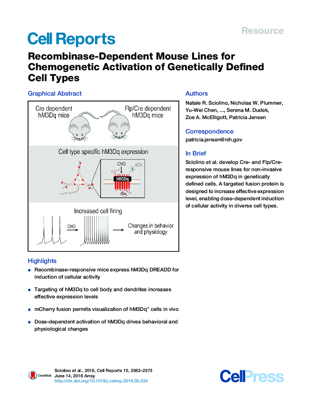 Recombinase-Dependent Mouse Lines for Chemogenetic Activation of Genetically Defined Cell Types